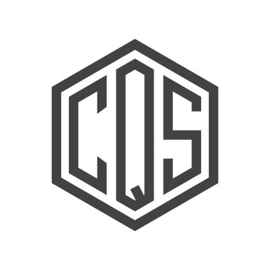 üç harfli baş harfleri altıgen logo siyah