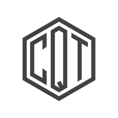 üç harfli baş harfleri altıgen logo siyah