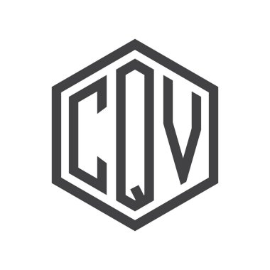 üç harfli baş harfleri altıgen logo siyah