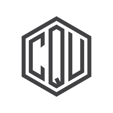 üç harfli baş harfleri altıgen logo siyah