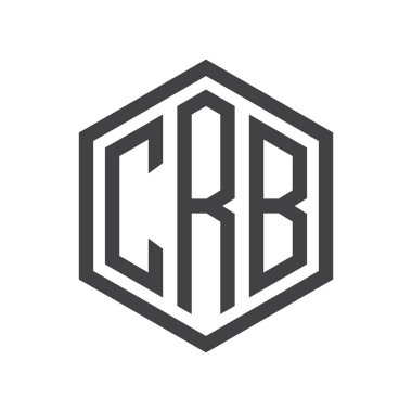 üç harfli baş harfleri altıgen logo siyah