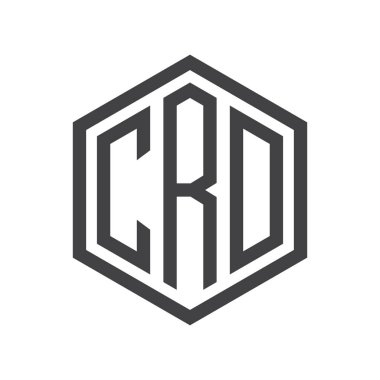 üç harfli baş harfleri altıgen logo siyah