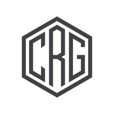 üç harfli baş harfleri altıgen logo siyah