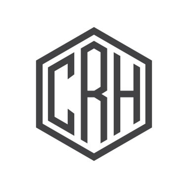 üç harfli baş harfleri altıgen logo siyah