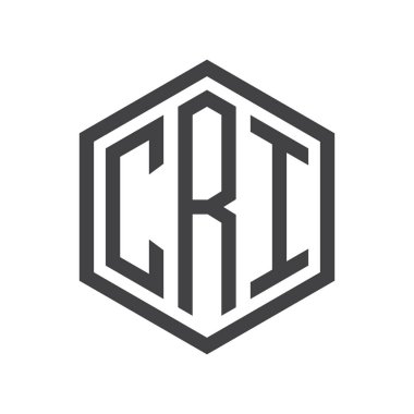 üç harfli baş harfleri altıgen logo siyah