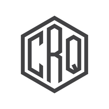 üç harfli baş harfleri altıgen logo siyah