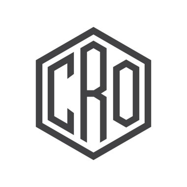 üç harfli baş harfleri altıgen logo siyah