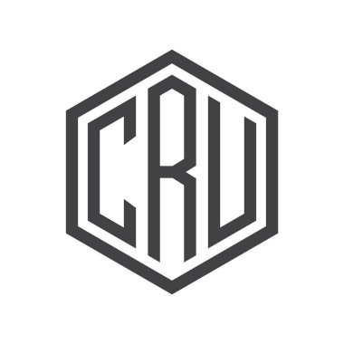 üç harfli baş harfleri altıgen logo siyah