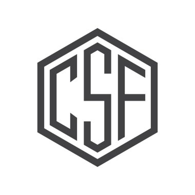 üç harfli baş harfleri altıgen logo siyah