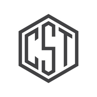 üç harfli baş harfleri altıgen logo siyah