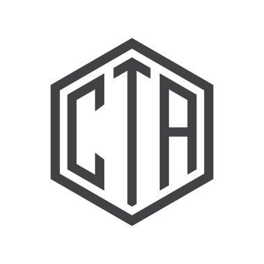 üç harfli baş harfleri altıgen logo siyah