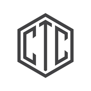 üç harfli baş harfleri altıgen logo siyah