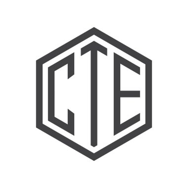 üç harfli baş harfleri altıgen logo siyah