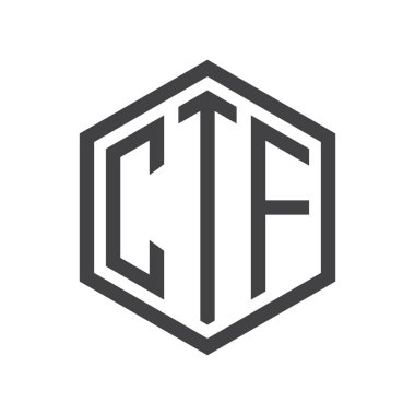 üç harfli baş harfleri altıgen logo siyah