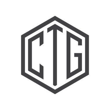 üç harfli baş harfleri altıgen logo siyah