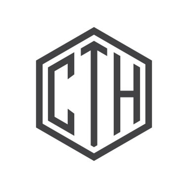 üç harfli baş harfleri altıgen logo siyah