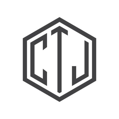 üç harfli baş harfleri altıgen logo siyah