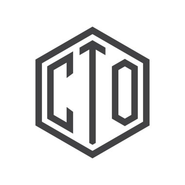 üç harfli baş harfleri altıgen logo siyah