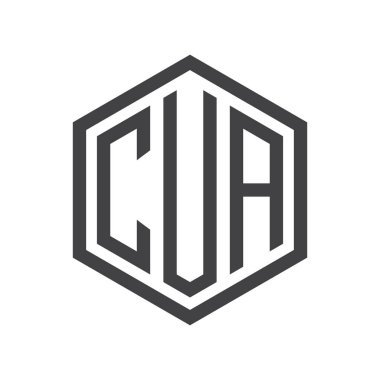 üç harfli baş harfleri altıgen logo siyah