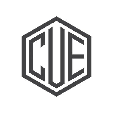 üç harfli baş harfleri altıgen logo siyah