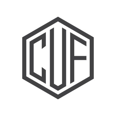 üç harfli baş harfleri altıgen logo siyah