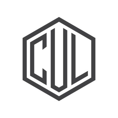 üç harfli baş harfleri altıgen logo siyah