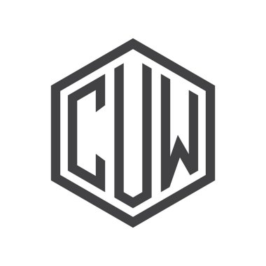 üç harfli baş harfleri altıgen logo siyah