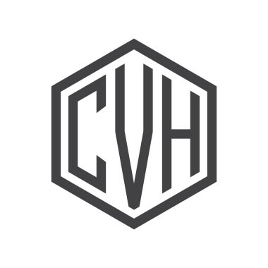 üç harfli baş harfleri altıgen logo siyah