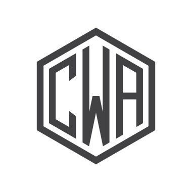 üç harfli baş harfleri altıgen logo siyah