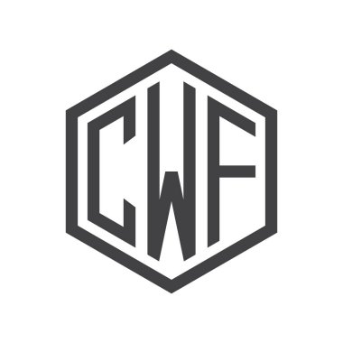 üç harfli baş harfleri altıgen logo siyah