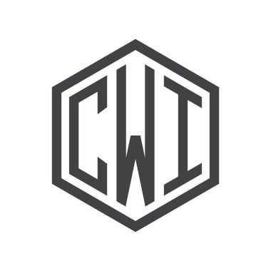 üç harfli baş harfleri altıgen logo siyah