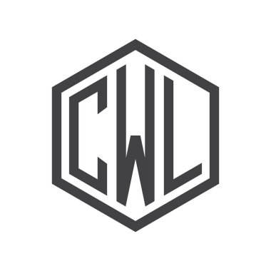 üç harfli baş harfleri altıgen logo siyah