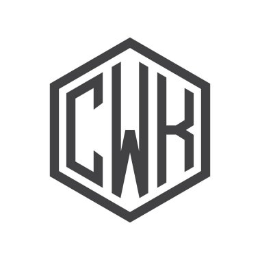 üç harfli baş harfleri altıgen logo siyah