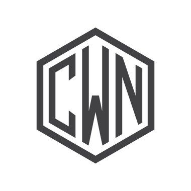 üç harfli baş harfleri altıgen logo siyah