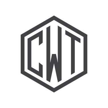 üç harfli baş harfleri altıgen logo siyah