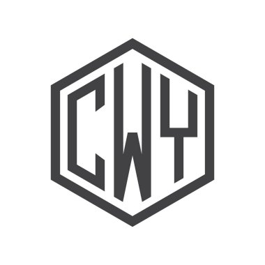 üç harfli baş harfleri altıgen logo siyah