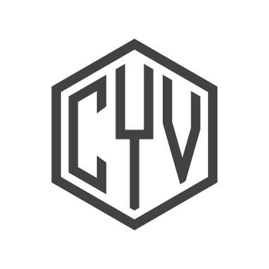 üç harfli baş harfleri altıgen logo siyah