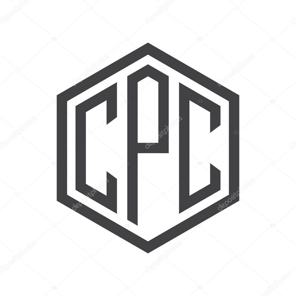 Three-letter initials hexagon logo black sign symbol