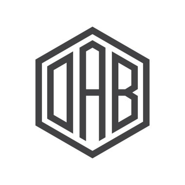 üç harfli baş harfleri altıgen logo siyah