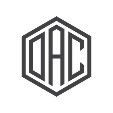 üç harfli baş harfleri altıgen logo siyah