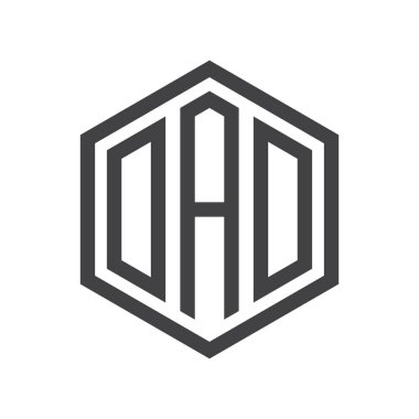 üç harfli baş harfleri altıgen logo siyah