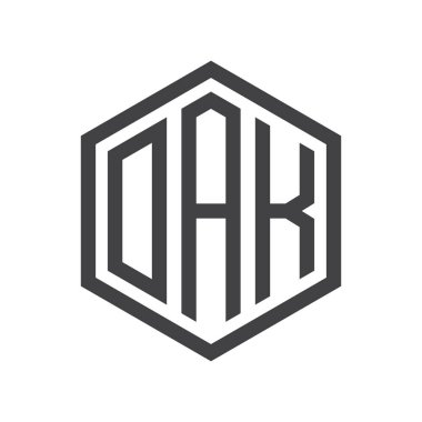 üç harfli baş harfleri altıgen logo siyah