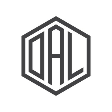 üç harfli baş harfleri altıgen logo siyah