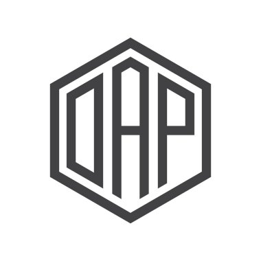 üç harfli baş harfleri altıgen logo siyah