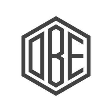 üç harfli baş harfleri altıgen logo siyah