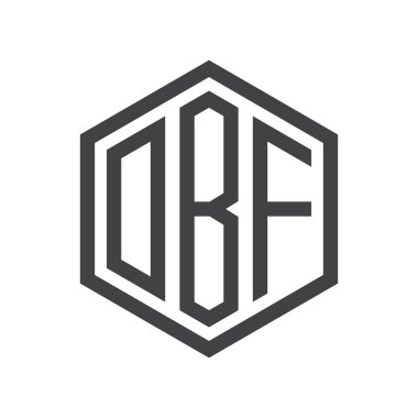 üç harfli baş harfleri altıgen logo siyah