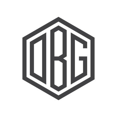 üç harfli baş harfleri altıgen logo siyah