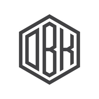 üç harfli baş harfleri altıgen logo siyah