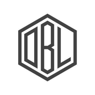 üç harfli baş harfleri altıgen logo siyah