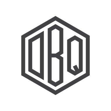 üç harfli baş harfleri altıgen logo siyah